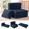 Fabulcozy Divano Convertibile 4 in 1, Poltrona 1 Posto Pieghevole con Tasca Laterale Portaoggetti, Morbida Schiuma, Velluto a Coste, Cuscino e Poggiatesta, per Soggiorno o Piccoli Spazi,Blu