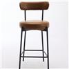 RBFGYIOP Set 2 sgabelli bar moderni - Bouclé con schienale ergonomico, altezza 66cm - Seduta imbottita, gambe metalliche robuste, poggiapiedi - Supporto fino a 136kg - Leather | Caramel Brown
