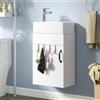 YITAHOME Mobile da bagno, mobiletto con porta, lavabo con lavabo, mobiletto con 2 ganci, per bagno, cucina, bianco, rubinetto non incluso