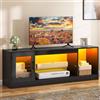 DWVO 148cm Mobile TV con Illuminazione LED RGB 22 Modalità Per TV fino a 65 Pollici Scaffale con Ripiani in Vetro Regolabili Ideale per Soggiorno e Camera da Letto
