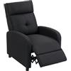 HOMCOM Poltrona Relax Reclinabile Manuale 155° con Poggiapiedi, Nero | Poltroncina Reclinabile Imbottita Ergonomica, Tessuto Effetto Lino, Camera da Letto, Ufficio, Salotto, Soggiorno