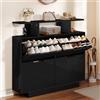 YITAHOME Scarpiera Salvaspazio Slim, Scarpiera Ingresso Lucido con 4 Ante a Ribalte, Scarpiera Armadio per 16-24 Paia di Scarpe con Ripiani Regolabili, per Corridoio e Soggiorno,120x24x106cm, Nero