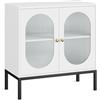 RBFGYIOP Mobile buffet credenza moderno con ante in vetro Changhong e rattan, scaffale regolabile, ampio capacità per ingresso, soggiorno, sala da pranzo o cucina, piedi in metallo, colore bianco,