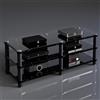 YOWLLXOF Mobile stereo, supporto rack audio per componenti HiFi e console da gioco | Acciaio resistente, supporto audio stabile, archiviazione multimediale moderna, organizzatore home theater(B,3 Tier)