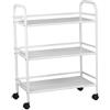 HM hemax HOME DESIGN HEMAX Carrello Portavivande a 3 Ripiani, Organizer Multiuso - Bianco | per Cucina Bagno, 80x33x105 cm, Struttura Robusta in Metallo con Ruote Girevoli e Freni, Design Salvaspazio Moderno