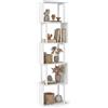 KOMFOTTEU Libreria Verticale a 5 Ripiani, Libreria Geometrica con Struttura in Metallo, Ripiani in Legno e Dispositivi Anti-Ribaltamento, Scaffale Versatile per Soggiorno, Camera da Letto (Bianco)