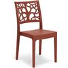 REDÒKASA Sedia in polipropilene TETI, impilabile, resistente ai raggi UV, design moderno, ideale per sala da pranzo, cucina, sala d'attesa, bar, ristoranti o giardino (1, Rosso Mattone)