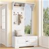 TIZZ Armadio 100 x 40 x 180 cm, specchio, 5 ganci, 2 armadi, scaffale, appendiabiti con scarpiera, bianco