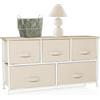 hjh LIVING Cassettiera con 5 cassetti in tessuto FOLDAR 100x30x55 cm Organizzatore per cassetti, piedini regolabili in altezza, struttura in metallo, beige