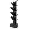 GYMAX Libreria ad Albero in Legno, Scaffale per Libri a 10 Ripiani, Cassetto Pieghevole Rimovibile e Base Cava, Organizer per Salone Ufficio Camera da Letto (Nero, 38 x 20 x 149,5 cm)