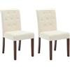RBFGYIOP Sedie da Pranzo Imbottite Moderne - Set di 2 con Lino Beige, Schienale Alto, Gambe in Legno Massello, Dettagli Borchie - Comfort per Sala da Pranzo, Cucina, Ristorante - 2-pack Linen | Beige