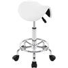 H-YEEU Sgabello Sella Regolabile con Ruote - Design Ergonomico, Altezza Regolabile 56-66 cm, Seduta in PU Bianco, Rotazione 360°, 5 Ruote Silenziose - per Soggiorno, Ufficio, Officina