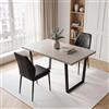 JIEXI Set di 2 tavolo da pranzo e sedie in MDF da 110 cm, con 2 sedie in poliuretano nero con gambe in metallo, moderno tavolo da cucina salvaspazio per sala da pranzo, casa