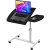 PIPIPOXER Supporto per computer portatile, 60 x 40 cm, con 2 listelli di arresto e 4 ruote, regolabile in altezza, tavolo da appoggio mobile, tavolo da sopravvento, piano girevole a 360, tavolino per