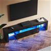 SUNXURY Mobile basso per TV a LED, nero lucido, 180 cm, con illuminazione LED RGB, 180 x 45 x 35 cm (larghezza x altezza x profondità)