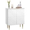 RBFGYIOP Credenza buffet moderna in legno bianco con 2 ante decorate, ampia capacità di stoccaggio e scaffali interni, mobile laterale per sala da pranzo, soggiorno, cucina o ingresso, ideale come