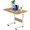 PIPIPOXER Tavolo per Computer Portatile con Ruote 60 x 40 cm, Altezza Regolabile 69-90 cm, Scrivania Mobile Girevole 360°, Legno
