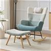 Goeria Sedia a dondolo Boucle, sedia a dondolo in stile patchwork colorato, gambe in legno di gomma, struttura in ferro iniettato, poltrona soggiorno con poggiatesta e poggiapiedi