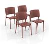 REDÒKASA Set 4 sedie in polipropilene Made in Italy SHARP, impilabile, resistente ai raggi UV, design moderno, ideale per sala da pranzo, cucina, sala d'attesa, bar, ristoranti o da esterno (4, Rosso Mattone)