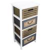 milani home - mobiletto in legno 4 cassetti, bianco e legno chiaro, stile shabby chic, 35 x 28 x 73 cm