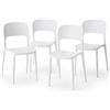 Shally Dogan Set 4 Sedie Impilabili in Polipropilene con Braccioli e Schienale Effetto Legno, Sedia da Esterno e Interno Resistente Fino a 140kg, Design Moderno, Stoccolma