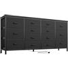 RBFGYIOP Cassettiera porta TV 63 con 14 cassetti - Mobile moderno in tessuto nero - Presa di corrente integrata - Per TV 65-75 pollici - Ideale per camera da letto, soggiorno, ingresso - Finitura in