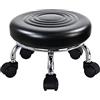WKWKER moderno sedile a rullo in pelle PU basso rotonda sgabello girevole piccolo sgabello con ruote girevoli universali per home office garage negozio fitness sport, H: 21,3 cm (nero)