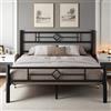 FEONASE Letto in metallo da 140 x 200 cm, letto da 140 x 200 cm, con testiera e pediera, telaio in metallo massiccio, cassettiera sottoletto, facile da montare, nero