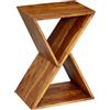 WOHNLING Tavolino Forma a X 43x30x60 cm Legno Massello di Sheesham | tavolino stravagante, tavolino da soggiorno piccolo massello, pezzo unico fatto a mano, tavolo in legno vero legno moderno