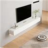 Rvtjy Mobile Porta TV Sospeso 120 cm con 2 cassetti & Ante per Soggiorno Bianco | superficie verniciata, Legno massello Mensole TV A Parete Madia Consolle per zioSalotto, Arredo Salvaspa