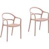 Rebecca Mobili Set 2 Sedie Moderne, Sedie con Braccioli, Rosa, Polipropilene, Salvaspazio, Robuste, per Giardino Casa - Misure HxLxP: 81 x 57 x 51,5 cm - Art. RE7193V1M2