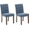 RBFGYIOP Sedie da Pranzo Imbottite Moderne - Set di 2 con Lino Blu, Schienale Trapuntato, Gambe in Legno Massello, Dettagli Borchie - Comfort per Sala da Pranzo, Cucina, Ristorante - 2-pack Linen |