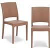 REDÒKASA Sedia in polipropilene FLORA, MADE IN ITALY, impilabile, resistente ai raggi UV, design moderno, ideale per interno ed esterno (2, Terracotta - Senza Braccioli)