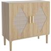 RBFGYIOP Buffet moderno con ante in rattan - Mobile laterale con ripiani regolabili - Ampio spazio portaoggetti per soggiorno, sala da pranzo, ingresso o cucina - Finitura legno naturale, colore Wood