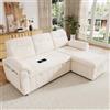 Merax Divano letto con vano portaoggetti, divano angolare a forma di L con funzione di riposo, divano a forma di L con chaise longue intercambiabile a sinistra/destra, divano letto con USB e Type-C