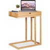 relaxdays Tavolino da Soggiorno in Bambù, con Cassetto, Moderno, Tavolo da Caffè, HLP 68 x 55 x 35 cm, Marrone Naturale