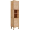 Vicco Mobile da bagno Lucie, Bambù 40 x 177 cm | 2 Ante · 6 scomparti · Spazio aperto & chiuso · Per asciugamani e accessori da bagno · Ampio spazio verticale