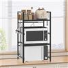 BRIEFNESS Scaffale a 3 ripiani, per forno a microonde, cucina, portaspezie, per bancone, casa, ufficio, scrivania, stampante, scaffale con 6 ganci
