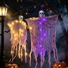 KUKUTrue® Fantasmi Halloween Esterni 2 Pezzi | Grandi Decorazioni Halloween, Fantasmi in Garza Insanguinata con Luci LED Viola e Calda
