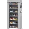 HOMCOM Scarpiera Ingresso a 7 Livelli per 14-21 Paia, 60x30x126 cm, Grigio | In Acciaio, Scaffale Portascarpe Salvaspazio, con Copertura in Tessuto Non Tessuto, per Ingresso, Soggiorno, Corridoio