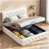Aneutr Letto imbottito 160 x 200, letto Matrimoniale con Testiera Imbottita e contenitore, lettos idraulico con Testiera Regolabile in Altezza, Doghe in Legno, Struttura Letto Imbottito