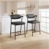 RBFGYIOP Set di 2 sgabelli da bar con schienale e braccioli - Seduta ampia imbottita in ecopelle nera - Stile moderno con poggiapiedi - Per isola cucina e bancone - Facile montaggio - Confezione da 2
