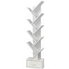 GYMAX Libreria ad Albero in Legno, Scaffale per Libri a 10 Ripiani, Cassetto Pieghevole Rimovibile e Base Cava, Organizer per Salone Ufficio Camera da Letto (Bianco, 38 x 20 x 149,5 cm)