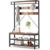 RBFGYIOP Scaffale Ingresso Con Gancio E Panchina, Mobile Contenitore Moderno In Legno Con 5 Ripiani Per Soggiorno Camera Da Letto, 183 cm H x 101.6 cm L