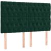 GHVBNMF Testiera imbottita in velluto, verde scuro, 144 x 7 x 118/128 cm | Testiera imbottita regolabile in altezza in velluto verde con gambe in legno robuste per una camera da letto elegante.