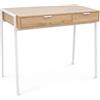 AKORD Scrivania per Computer ZENTIA Industriale Rovere Artisan 100 Cm | Scrivania Con 2 Cassetti, Scrivania Da Ufficio Con Gambe Stabili, Bianche