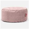Lounge Pug Pouf Rotondo Velluto 65 cm Grande, Rosa, Poggiapiedi o Seduta Aggiuntiva
