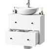 YITAHOME Armadietto da bagno con montaggio a parete, con 2 cassetti, base con apertura a U, per bagno, appartamento, casa, bianco