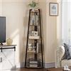 YITAHOME libreria angolare, libreria industriale a 5 livelli, libreria angolare moderna autoportante, libreria a scaletta, scaffale espositivo aperto in legno per soggiorno, corridoio, home office