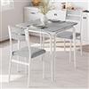 RBFGYIOP Design Raffinato e Pratico - Set Tavolo da Pranzo 3 Pezzi per 2 Persone con Tavolo Quadrato e 2 Sedie Imbottite, MDF, Grigio Decapato + Tubo Bianco